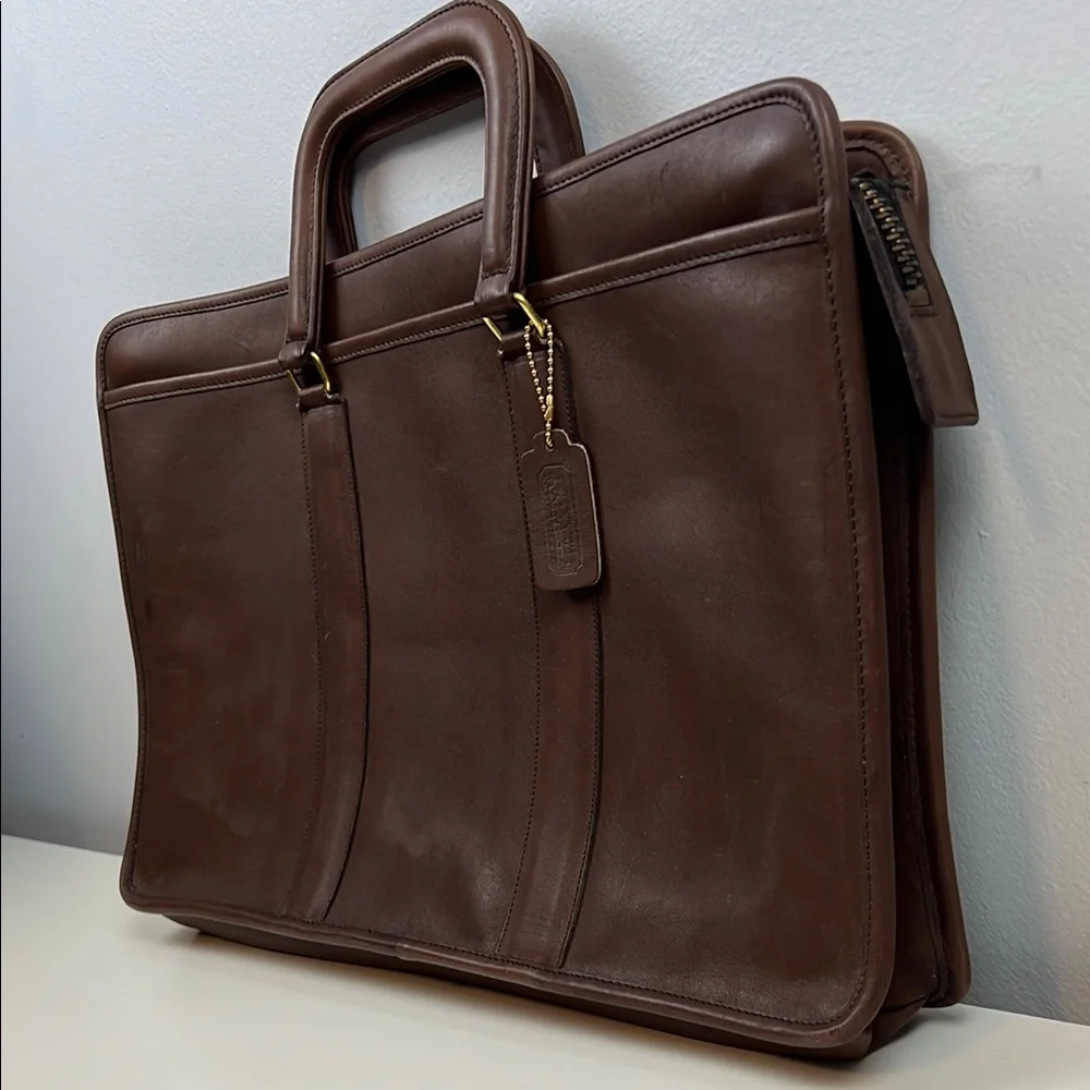 Vintage Coach USA Mahogany Leather Top Handle Office Work Briefcase Bag